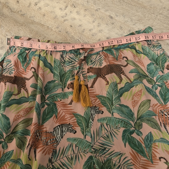 World Market Jungle/Animal Print Pajama Pants - Green and Peach - Picture 2 of 8